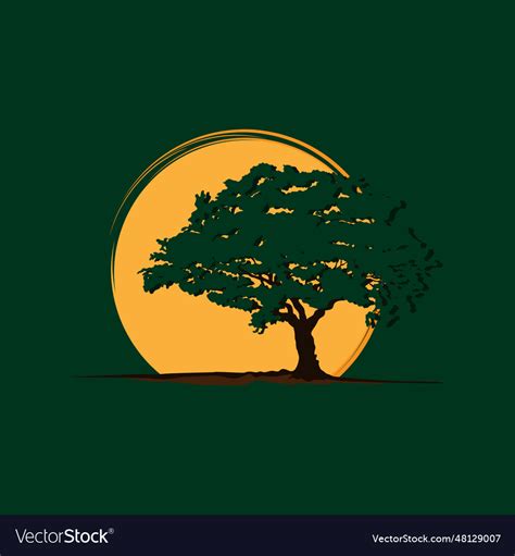 Tree landscape logo design template Royalty Free Vector