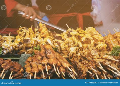 Street Food Market in Bangkok City Stock Image - Image of delicious ...