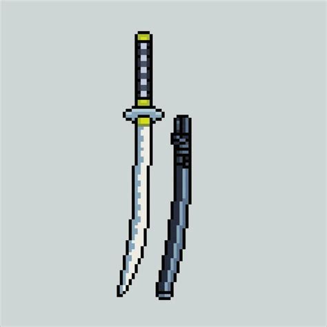 Pixel art illustration Katana. Pixelated Katana. Japanese Katana Sword ...