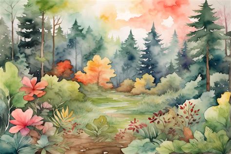 Forest Watercolor Landscape Background Graphic by Forhadx5 · Creative ...