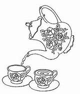 Coloring Tea Set Clip Art Sketch Page sketch template