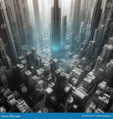 Cyber City Concept Art Architecture, Illustration 3D. Stock Illustration - Illustration of ...