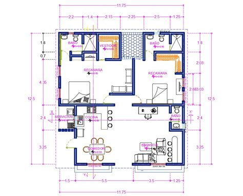 Autocad House Plan with Dimension - Cadbull