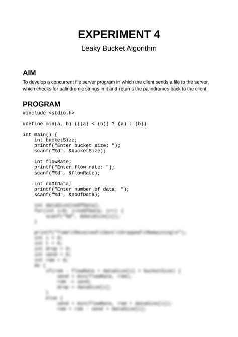 SOLUTION: Leaky Bucket Algorithm C Program - Studypool