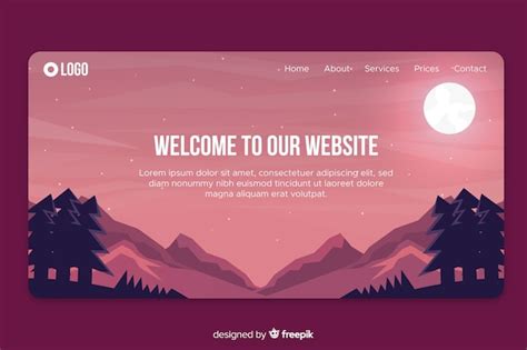 Free Vector | Welcome landing page template with landscape