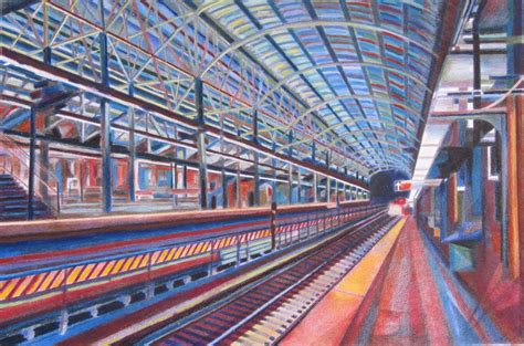 This is a Brooklyn Subway. Done in colored pencils, aqua stick oil ...