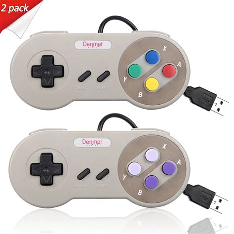 Denmer Super NES Super Nintendo Controller Retro USB Super Classic Controller for PC _ Mac ...