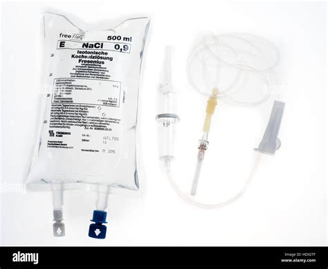 Isotonic saline solution, half liter, infusion bag, infusion bag, saline drip Stock Photo - Alamy