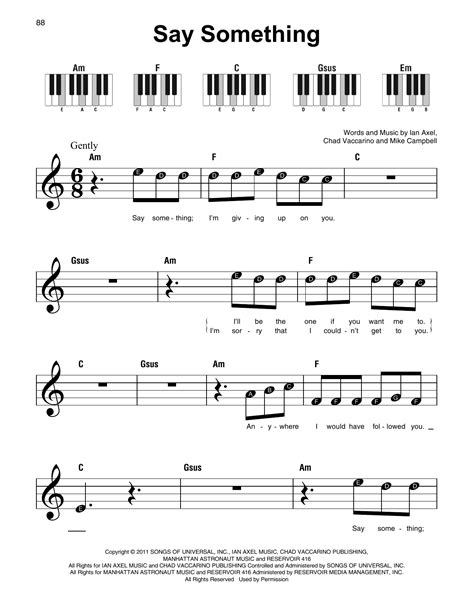 Say Something by A Great Big World Sheet Music for Super Easy Piano at Sheet Music Direct