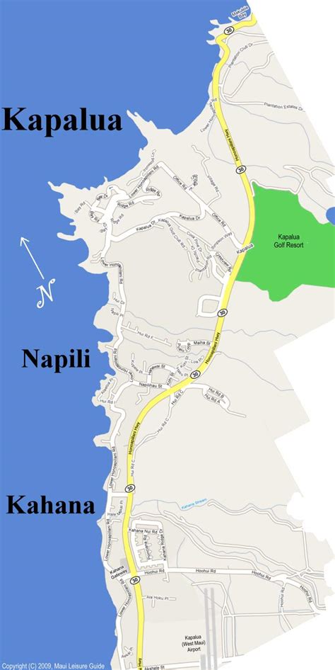 Kapalua Maui Map - Map of Kapalua, Including Napili and Kahana