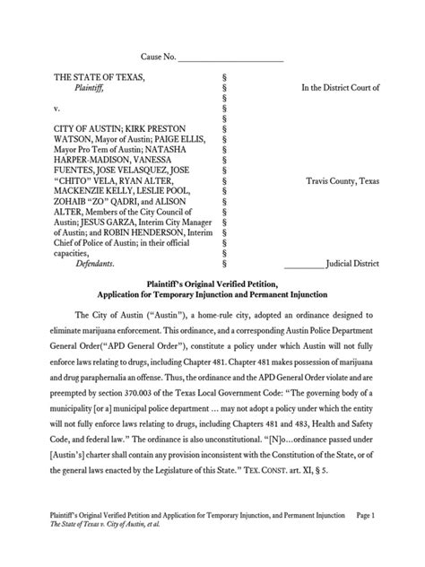 Ken Paxton - Marijuana Lawsuits Against 5 Texas Cities | PDF ...