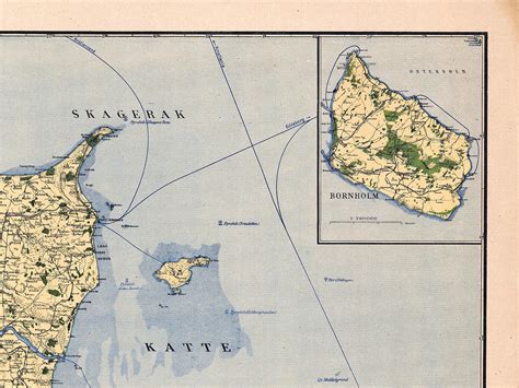 Vintage map of Denmark old Denmark map Denmark print | Etsy