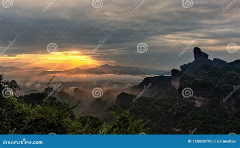 Sunrise at the Famous Mount Danxia Stock Image - Image of cliffs ...