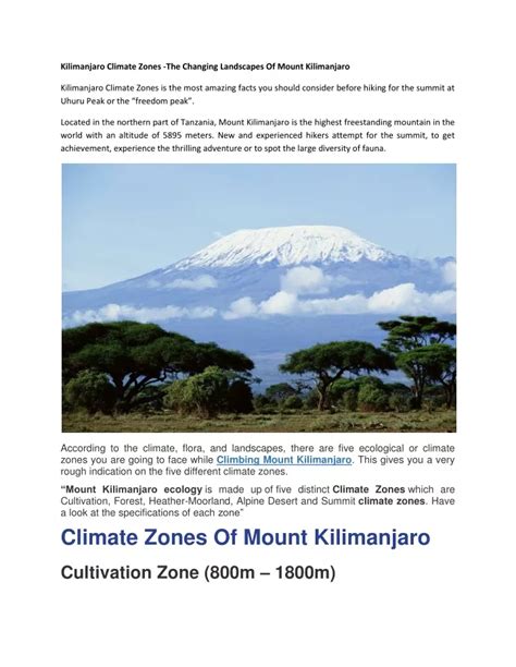 PPT - Kilimanjaro Climate Zones -The Changing Landscapes Of Mount ...