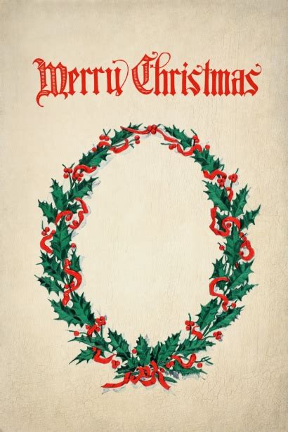 Vintage Christmas Wreath Card Free Stock Photo - Public Domain Pictures