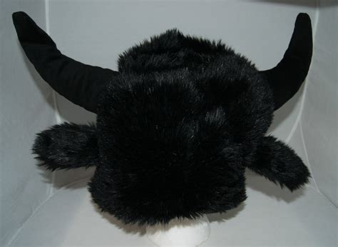 BUFFALO HAT BULL black horns fur MOOSE furry BISON decoy antlers animal ...