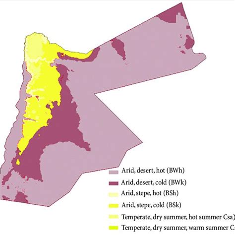 Climate zones of Jordan (Source: present and future Köppen-Geiger... | Download Scientific Diagram