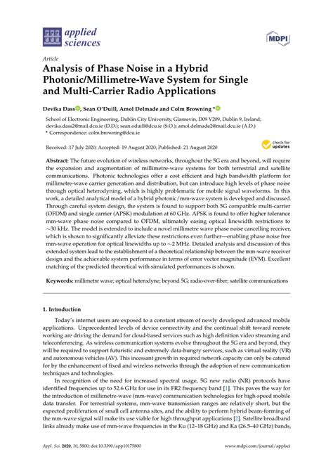 (PDF) Analysis of Phase Noise in a Hybrid Photonic/Millimetre-Wave System for Single and Multi ...