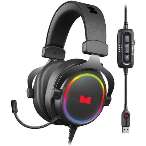 Monster Digital Alpha 7.1 RGB Illuminated Gaming Headset with 7.1 Surround Sound, Noise ...