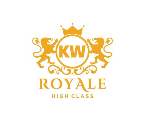 Golden Letter KW template logo Luxury gold letter with crown. Monogram ...