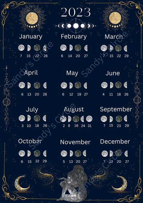 Lunar Calendar, Moon Phases 2023 - Etsy