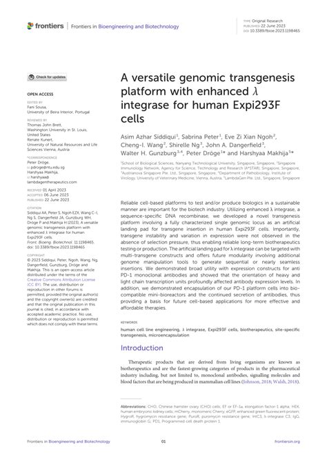 (PDF) A versatile genomic transgenesis platform with enhanced λ ...