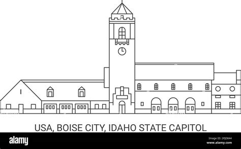 Usa, Boise City, Idaho State Capitol, travel landmark vector illustration Stock Vector Image ...