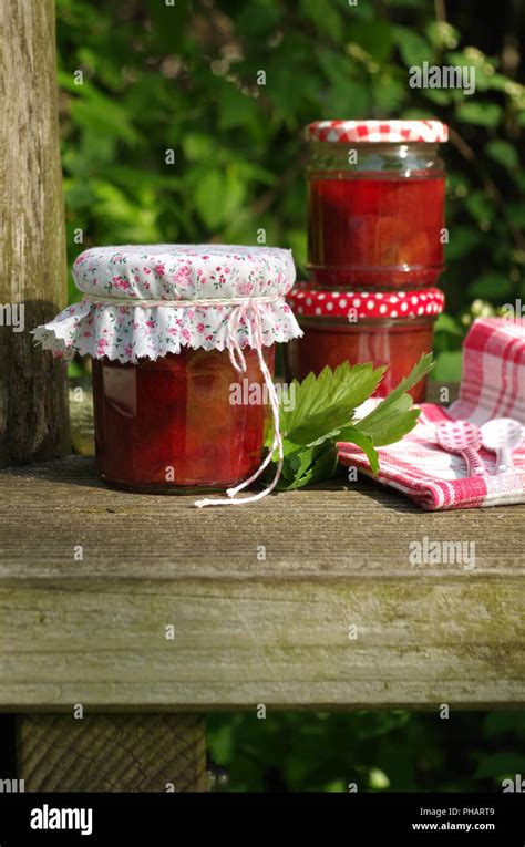 rhubarb strawberry marmalade Stock Photo - Alamy