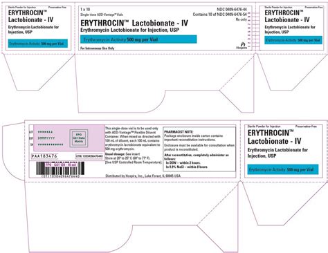 Erythrocin Injection USP - FDA prescribing information, side effects and uses