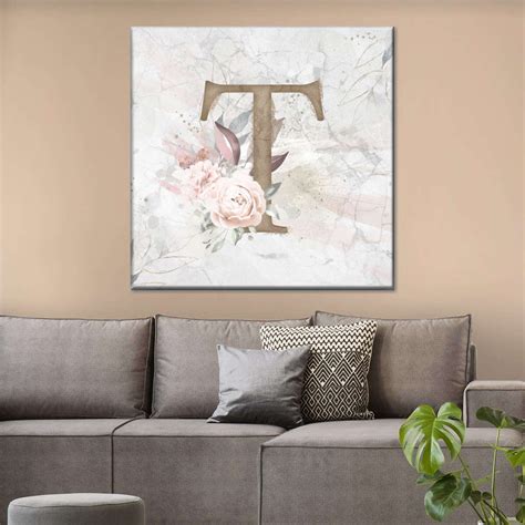 Floral Letter T Wall Art | Digital Art