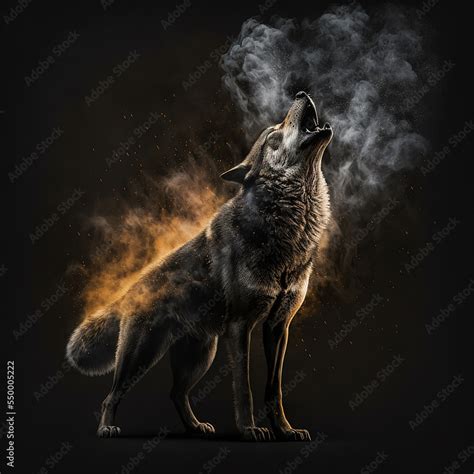 portrait of black howling alpha wolf Stock Illustration | Adobe Stock