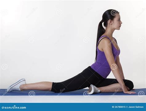 Stretching Exercises on a Mat Stock Image - Image of cheerful, healthy: 26780815