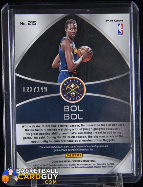 Bol Bol 2019-20 Panini Spectra #215 JSY AU #/149 – Basketball Card Guy