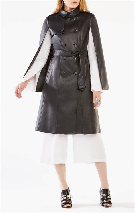 Cape Style Leather Coat For Women