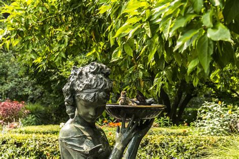 Water Fountain in Central Park Stock Photo - Image of leaves, flower ...