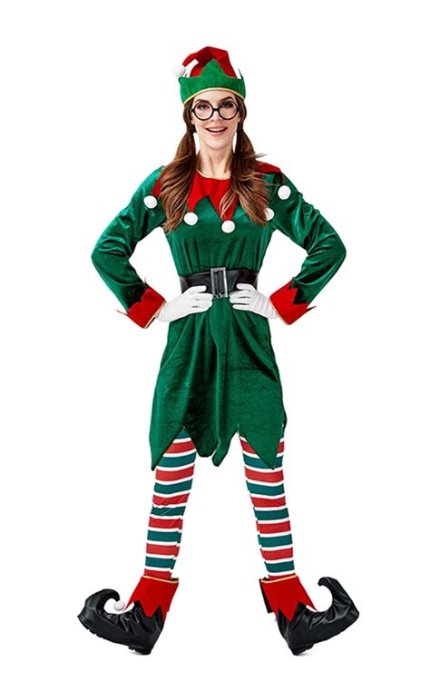 Ladies Christmas Elf Cosplay Costumes Set (7 Pcs. Per Set)