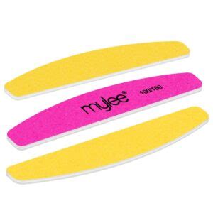 Mylee 3 Pack Double Sided Half Moon Nail File 100/180 Grit - NailsnStuff.co.uk