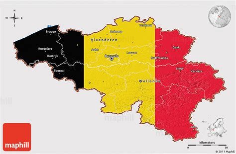 Flag 3D Map of Belgium