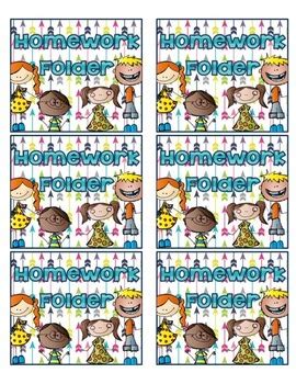 Homework Folder Labels - Kids and Colors by Middle School Frolics