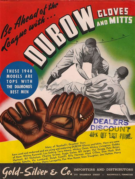 Vintage Baseball Glove Forum • View topic - 1948 Dubow Glove Advertising