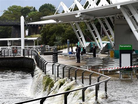 Heavy rains sees flooding around Parramatta River ferry terminal, with more rain predicted ...