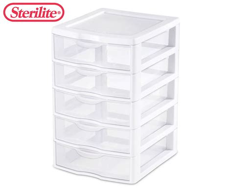 Sterilite 5-Drawer Clear View Organiser Unit - White | Catch.co.nz