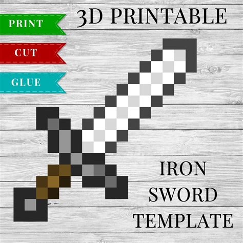 Iron Sword - Printable Minecraft Iron Sword Papercraft Template