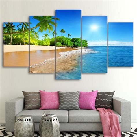 Tropical Beach 5 Panel Canvas Print Wall Art Beach, Nature – GotItHere.com