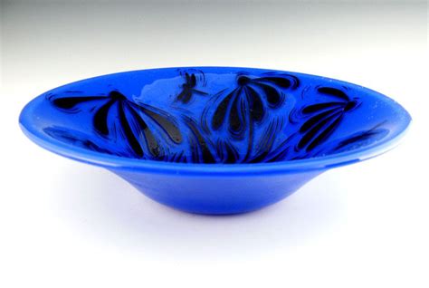 Glass Bowl Cobalt Blue With Coneflower Design | Etsy | Glass bowl, Cobalt glass, Cobalt blue