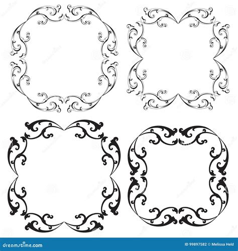 Black scroll frames stock vector. Illustration of border - 99897582