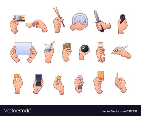 Hands holding objects modern human gestures Vector Image