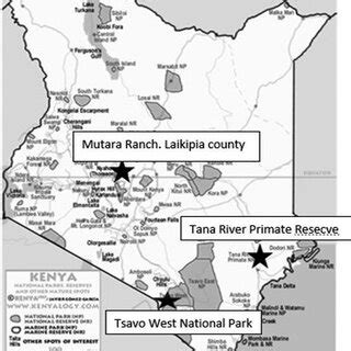 Map indicating three study sites for baboon sampling. Asteric showing... | Download Scientific ...