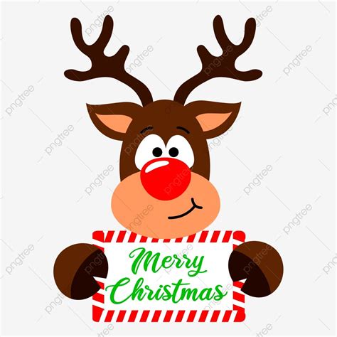 Merry Christmas Sign Vector Hd Images, Reindeer Cartoon With Merry Christmas Sign, Reindeer ...