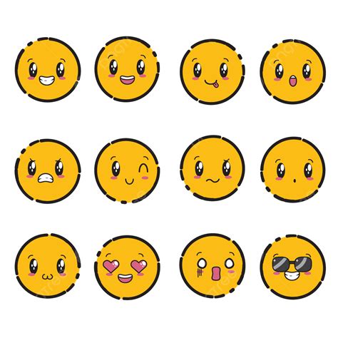 Yellow Cute Face Expressions, Emoticons, Cartoon, Yellow PNG and Vector ...